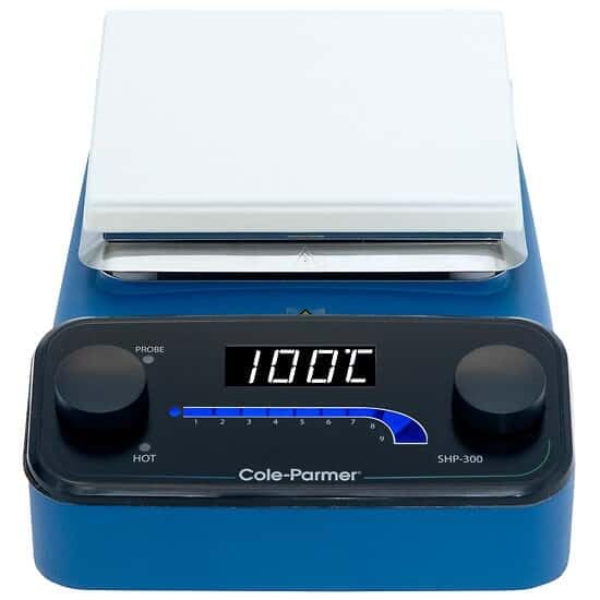 Cole-Parmer SHP-300-BC-120 Digital Stirring Hot Plate, 6" X 6", Ceramic, Blue; 120 VAC