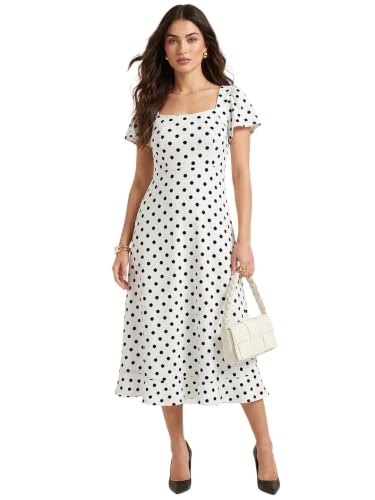 Image of Selvia Women's Polka Dot Short Sleeve Midi Western Dress