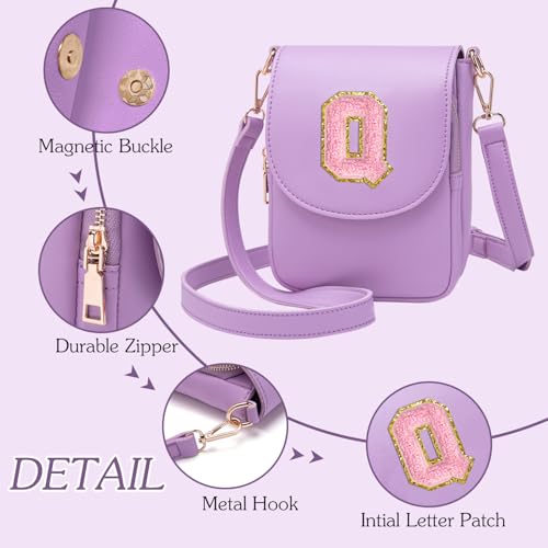 Image of Viverte Crossbody Purse for Teen Girls Small Initial Cell Phone Toddler Purse Leather Triple Compartment Crossbody Bags
