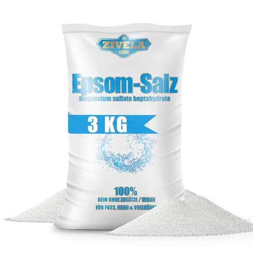 Epsom Sal de baño de 3 kg, 3 kg, Sales de Epsom de Epsom, sulfato de magnesio, calidad farmacéutica, 100% pura, sal natural (3 x 1 kg)