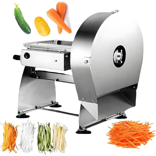 PioMue 0-10mm Thickness Adjustable Stainless Steel Food Shredder Cutter,Double Blade Commercial Vegetable Fruit Slicer,for Cabbage Onion Tomato Potato Lemon 3.5MM*3.5MM