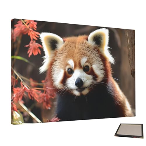 Peinture murale panda rouge toile esthétique salon sans cadre