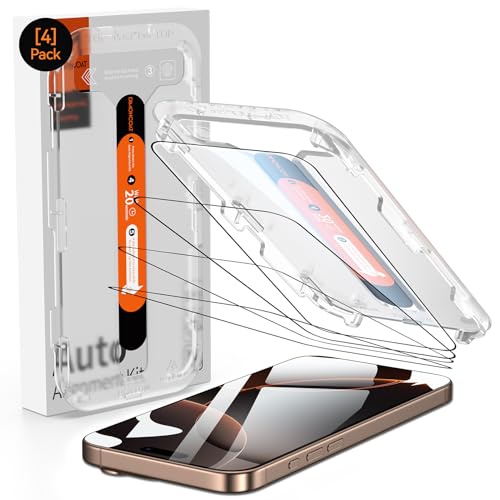 DIMONCOAT 4-PACK Kompatibel mit iPhone 16 Pro Max Panzerglas [Automatisches Kalibrierungs-Kit] [10X Militärschutz] TOP 9H+ Schutzfolie für iPhone 16 Pro Max 6.9 Zoll, HD-Klar, Null Blase