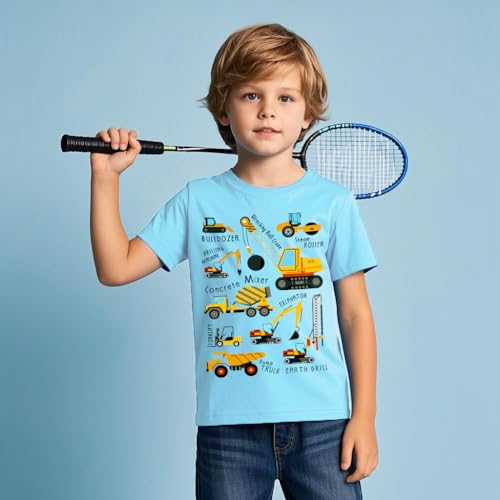 Image of Kids Short Sleeve Tees Toddler Crewneck T-Shirts Boys Girls Dino Raccoon Excavator Silly Goose Flower Girl Tops 2-7 Years