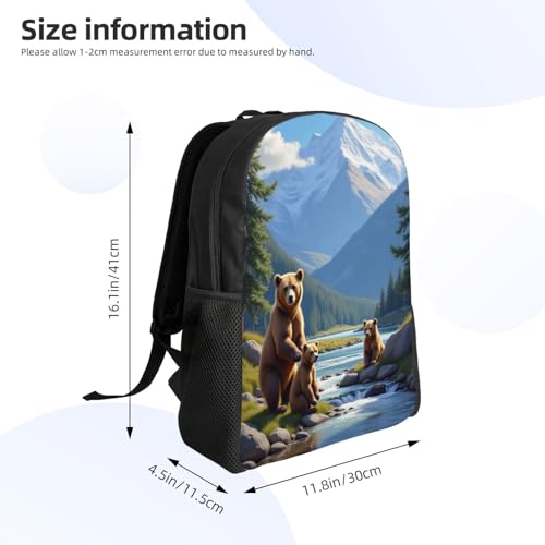 Comfort Fit Unisex Grizzly Bears Forest Mountains Backpack Durable for Daily Commute Travel Adventures 16 Inch4