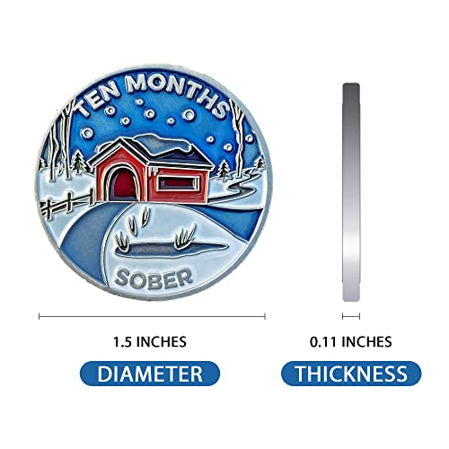 Image of The Achieve Mint 10 Months Sober Token | Ten Month Sober Chip | Non-AA Gift, Non-Religious Medallions for Men and Women Celebrating Sobriety