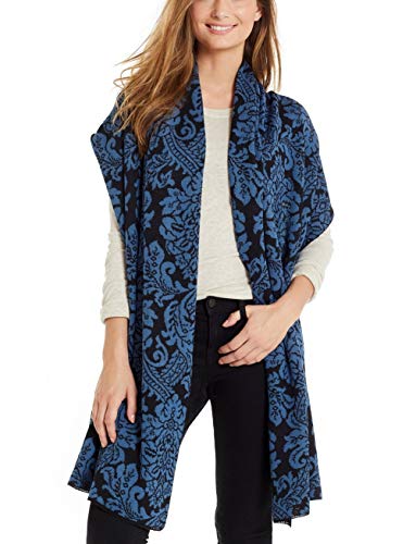 Invisible World Mantella Donna Invernale Scialle Lana di Alpaca Tessuto a Mano Cadena Blu