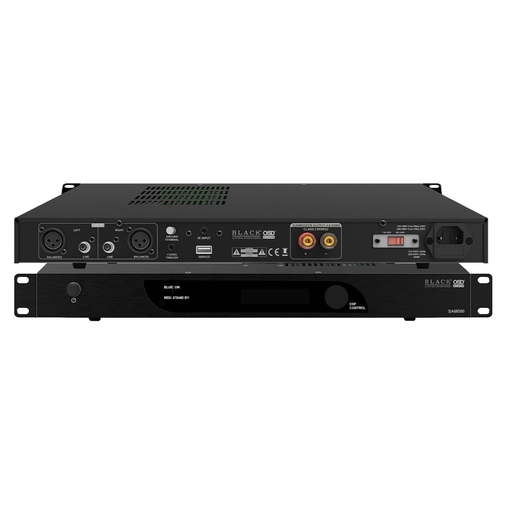 OSD Black 500W DSP Mono Class D Subwoofer Amplifier, 4ohm Stable, Auto-Sensing, BK-SAM500