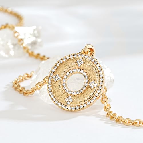 Fettero Dainty Gold Necklace for Women, 14K Gold Plated Pendant Necklace Cubic Zirconia Charm Necklaces for Women Jewelry Gift