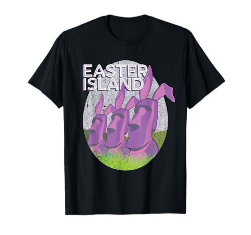 Funny Easter Island Moai Bunny Ears Travel Maglietta