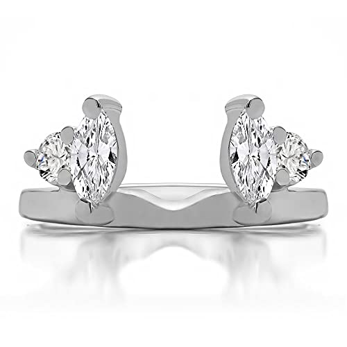 1 Carat Moissanite Round and Marquise Wedding Ring Wrap in Sterling Silver3