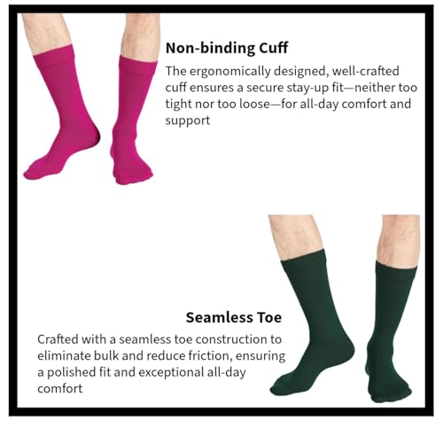 COUVER Unisex Classic Cotton Solid Plain Crew Dress Socks, One Size 8-13, 1 Pair2