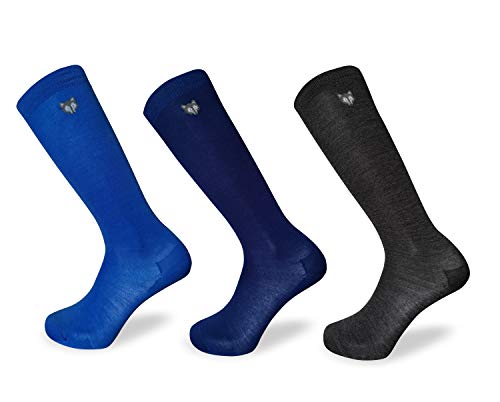 Team Magnus Tundra Wolf Chaussettes 80% Laine - Lot de 3 Paires u0096 Chaussettes Thermiques Ultra Fines extrêmement Chaudes (Gris, 33-36)