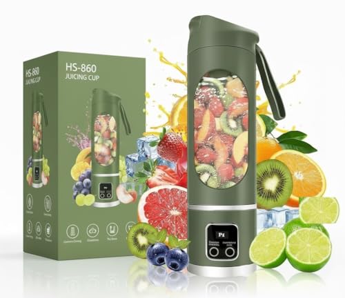 Image of COOL KNIGHT Portable Blender Electric Juicers Fruit Mixers USB Rechargeable Smoothie Mini Blender Personal Juicer 10 Blades 3 Gears With 1300 Mah Rechargeable Battery-Smoothie Juicer Mixer (Green)
