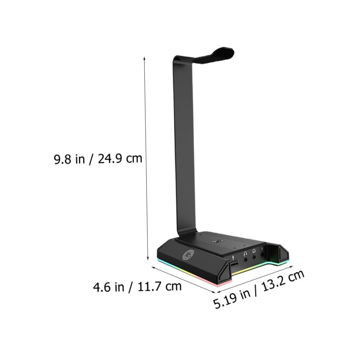Supporto Cuffie da Gioco Rgb Porta USB in Abs Nero | Base da Tavolo Antiscivolo, Trasmissione Intelligente, per Mouse e Telefono