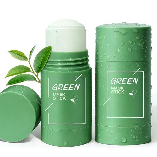 Green Tea Mask Stick 2 Stück Porenverfeinernde Tonerde Maske mit Grüntee Gegen Mitesser & Glanz Sofort Frischeres Hautbild 40g x2