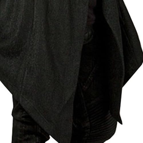 Men's Long Hooded Shawl Cardigan Lightweight Gothic Overcoat Ruffle Shawl Collar Drape Cape Overcoat with Pockets2