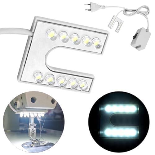 Niiyen Lampe de machine à coudre, lampe à col de cygne flexible à LED avec base de montage magnétique pour l'artisanat, prise UE 110-265V pour machine à coudre...