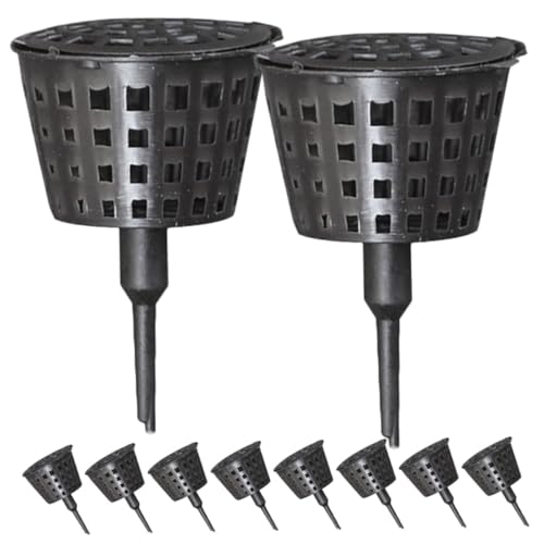 Anneome 20 Unidades Caja de Fertilizante Plástico Negro con Tapa para Bonsái de Cestas de Malla para Liberación Controlada de Nutrientes Plantas Fácil Inserción y Protección de Abono para