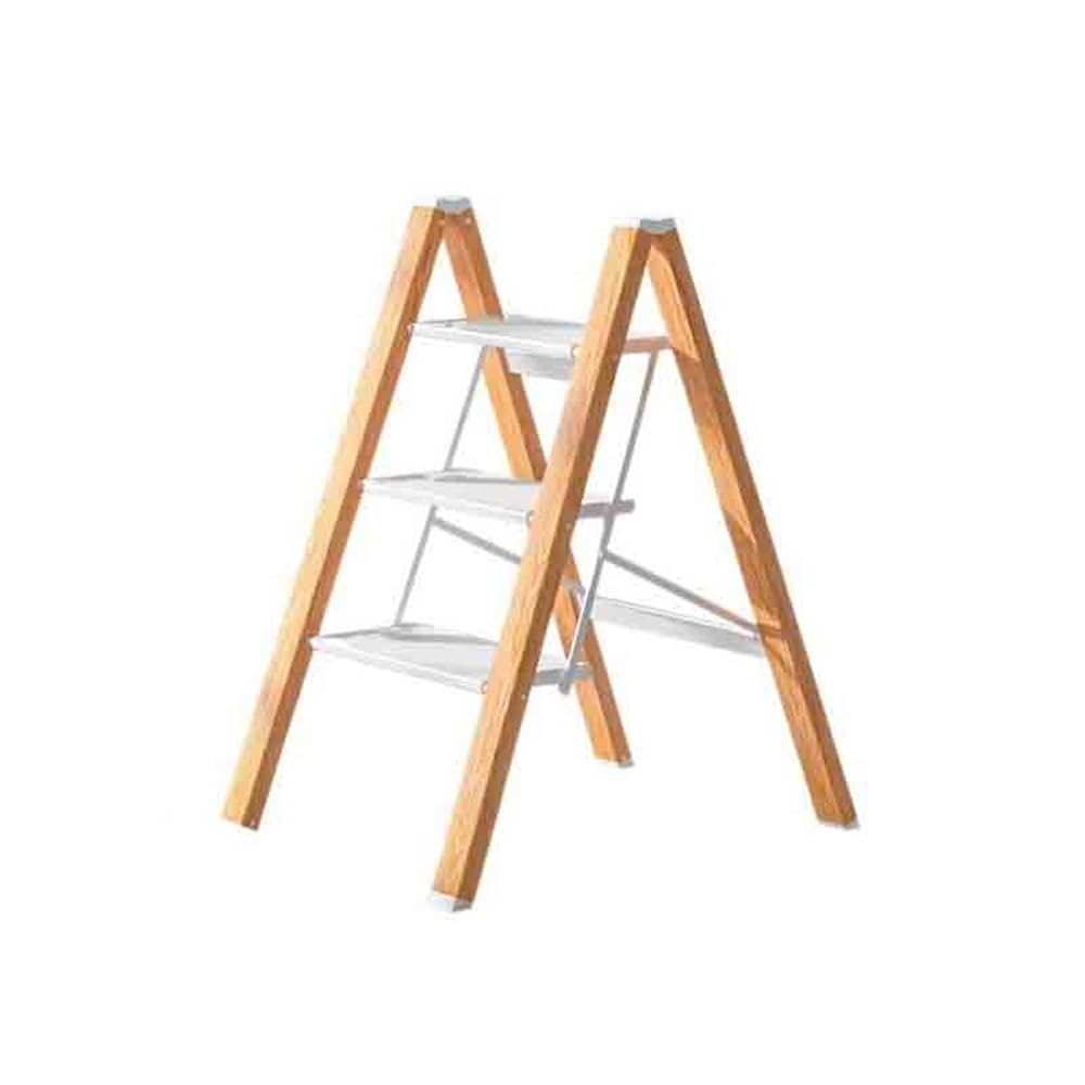 step ladder 3-step/4-step Folding Ladder Portable with Anti Slip Pad Aluminum Alloy Step, Easy to Store, Maximum Load Capacity 150KG, White garage step ladder(Small)