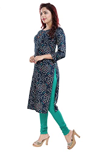 Image of DREAM & DZIRE Bandhani Kurti Green in Colour for Women of Cotton Satin Plus Size & Small Size.