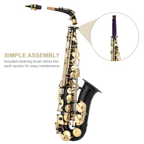 ktaxon alto saxophone drop e brass sax full kit for student beginners with carving mouthpiece carrying case gloves cleaning cloth bar detachable strap shoulder strap reed