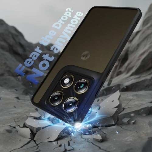 Image of RIGGEAR Shockproof Sleek Hybrid Armor Back Cover Case for Motorola Moto Signature 5G (Smoke Black Matte PC + Black TPU Bumper)