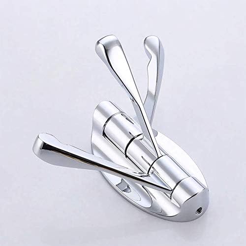 Multifunctional Hook Swivel Towel Hook Wall Mounted Towel Robe Clothes Hat Coat Foldable Arm Clothes Hanger Rack Robe Hook Heavy Duty Chrome (Chrome)