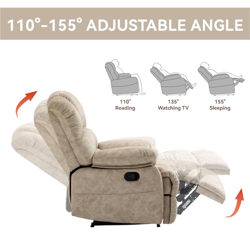 Sillón reclinable tela beige con brazo acolchonado miniatura 6