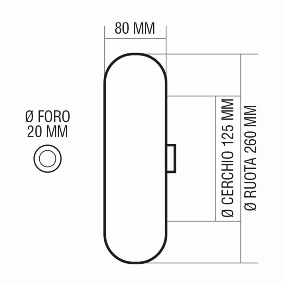 VERDELOOK Ruota di Ricambio per Carrello portatutto con codice 80/8, Diametro 26 cm, Nero