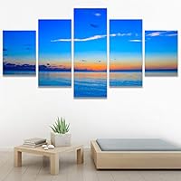 SIGNWIN 5 Panel Canvas Wall Art Modern Art Coastal Colorful Multicolor Photography Romantics Sunset for Home Decorations Ready to Hang - 60