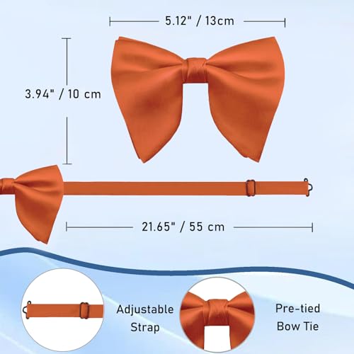 Image of Luckyvestir Oversized Bow Ties for Men, Pre Tied Clip on Men's Black Bowtie for Wedding Tuxedo Banquets Formal Wear