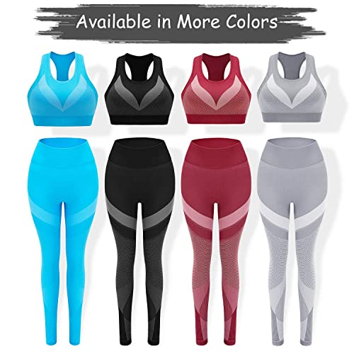Cordaw Women’s Workout Set Outfits 2 Piece Seamless Sports Bra And Legging High Waited Yoga Outfits Tracksuit Racerback Crop Top Gym Pants Activewear, Grey Large #TOP6