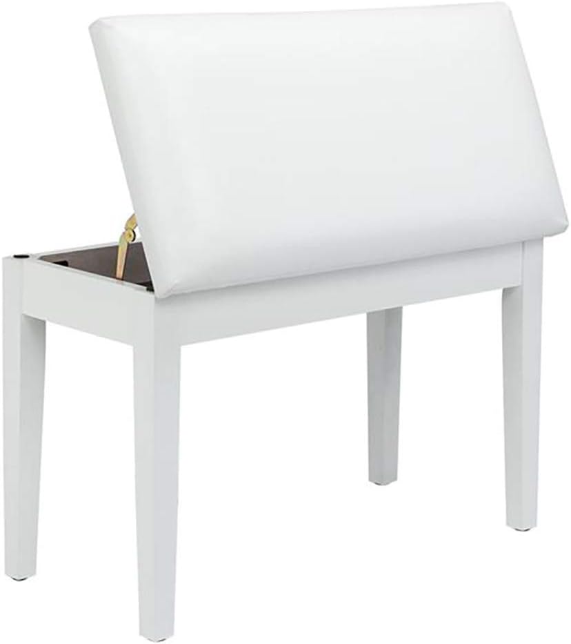 Moonwind Piano Bench Music Storage Stool Leather Cushion One Leg Chair 29 Inch White