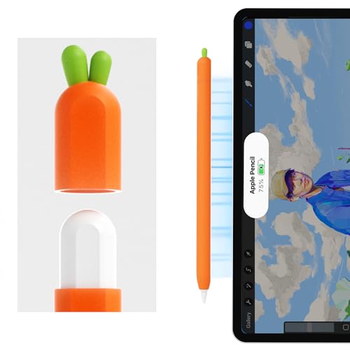 Image of ELETIUO Carrot Silicone Skin Cover Compatible with Apple Pencil 2nd Generation, Protective Cover Accessories Compatible with iPad Pro 11 12.9 inch