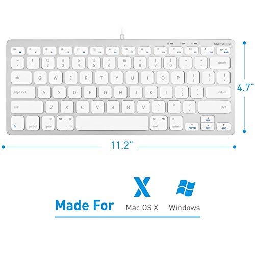 Macally Mini Wired Keyboard and an Adjustable Vertical Laptop Stand, Universal Design to Fit Any Laptop