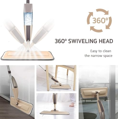 Image of SHUTTLE ART Microfiber Floor Cleaning Spray Mop with Removable Washable Cleaning Pad and Integrated Water Spray Mechanism, 360 Degree Floor Cleaning Mops (Spray mop Set)