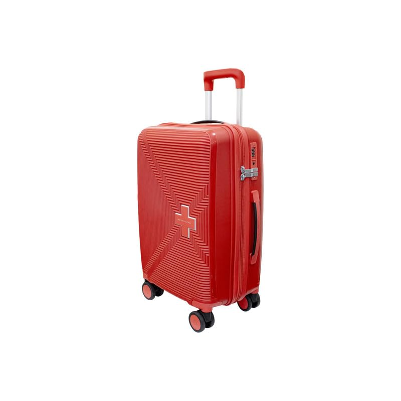 Image of SWISS MILITARY Maze 20-Inch Hard Top Peach Luggage Trolley Bag Durable Polypropylene Body TSA Lock Body-Coloured 360 Degree Rotating 8 Wheels Lightweight Stylish Travel Suitcase