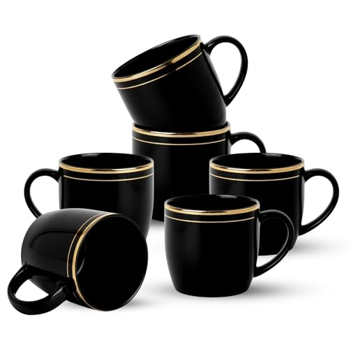 Image of Vistas Black Gold Line Ceramic Tea Cups Set of 12, 180ml | Porcelain Tea Cups Set of 12 | Glossy Finish | Premium Ceramic | Perfect for Every Occasion