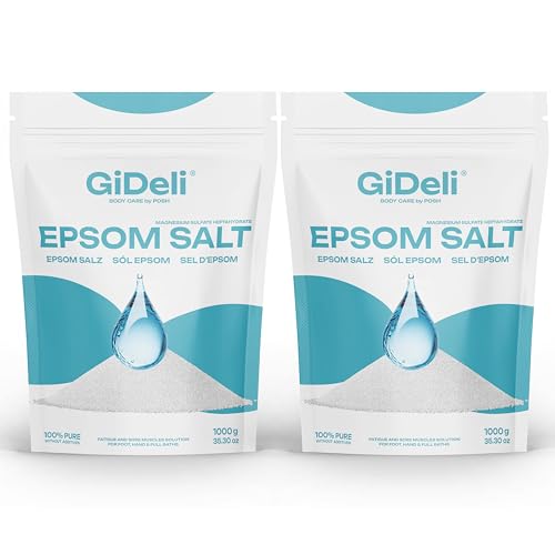 GiDeli Epsom Sel de bain Sel d’Epsom Sel d'Epsom sulfate de magnésium sel amer sulfate de magnésium heptahydraté pur, qualité pharmaceutique. (2kg)