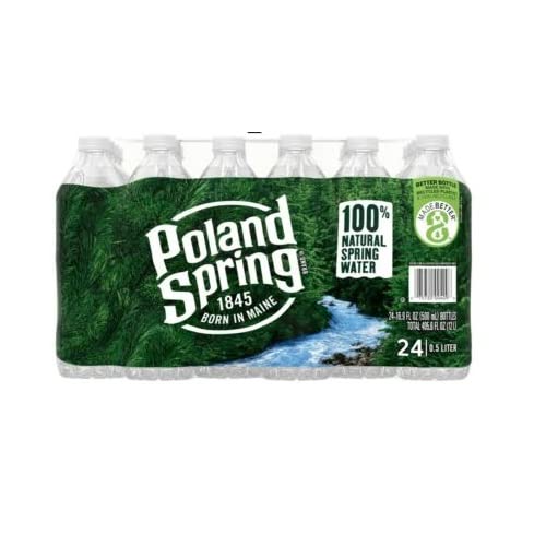 Poland Spring 100% Natural Spring Water, 16.9 oz Plastic Bottles (16.9 oz, 24 Pack)