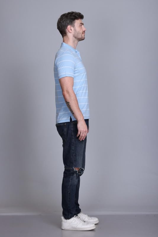 Image of SANE ORIGINALS Half Sleeve Polo T-Shirt for Men with Pocket || Stripe Collar and Pocket T-Shirt for Men Half Sleeves