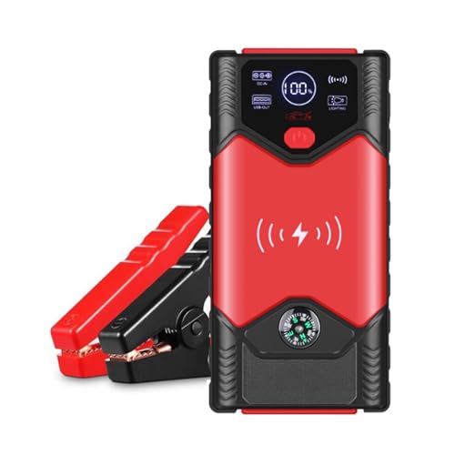 GZHMMAN Avviatore di emergenza per auto, picco 1200 A, 59800 mAh, 12 V, power bank portatile con ricarica wireless, C