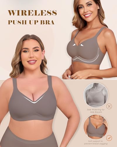 Image of Wireless Bras for Women Soft Support Seamless Bras V Neck Comfort Push Up Bralettes No Underwire Bras