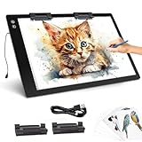 TSOCOS Rechargeable A2 Light Pad - Battery Powered Tracing Light Box, 3 Colors 6 Levels Adjustable Brightness Light Board, Ultra-Thin Wireless Diamond Painting Light Pad for Weeding Vinyl Drawing