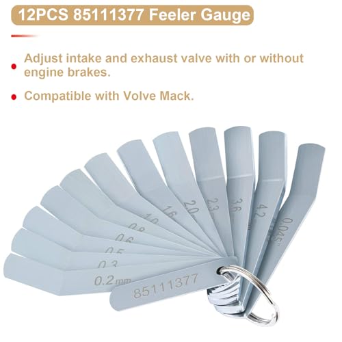 Image of Feeler Gauge Jake Brake Tool Set Compatible with Volve Mack MP7 MP8 MP10 D12 D13 D16 Engines Replacement 85111377 88880052 88880053 Intake and Exhaust Valve Adjustment Kit,14PCS