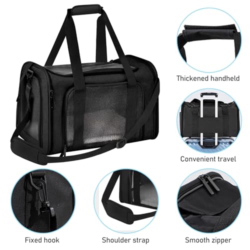 BYZESTY Transportbox Katze Hund Katzentransportbox Hundebox Faltbar Hundetransportbox Katzen Transportboxen Hundetasche Katzenbox Katzentransporttasche Inkl. Hundenapf, 42 x 27 x 28 cm (Schwarz 2)