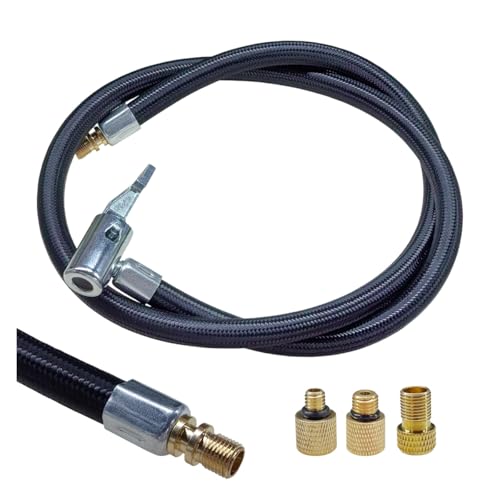 BDZMC Car Tire Inflator Hose Adapter, High-Pressure Air Compressor Hose, Lock-on Air Chuck Connector Extension Tube with Converting Nuts, Quick-Inflation Hose for Tire Pump