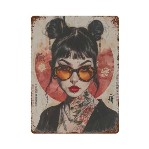 Art bar et déco rétro avec la plaque en fer Ukiyo E Tatouage Asiatique 01