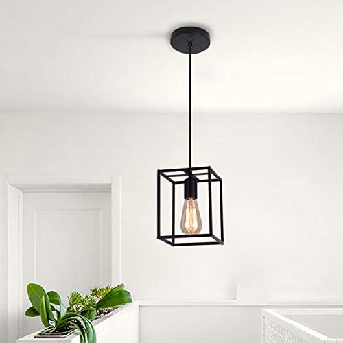 ENCOFT Pendant Light Vintage Retro Ceiling Lamp Industrial Black Ceiling Lighting with Metal Lamp Shade for Living Room Bedroom Kitchen